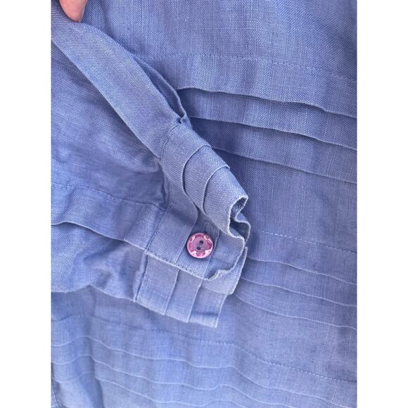 JSong Collection 100% linen blue shirt jacket 18 - Picture 6 of 7